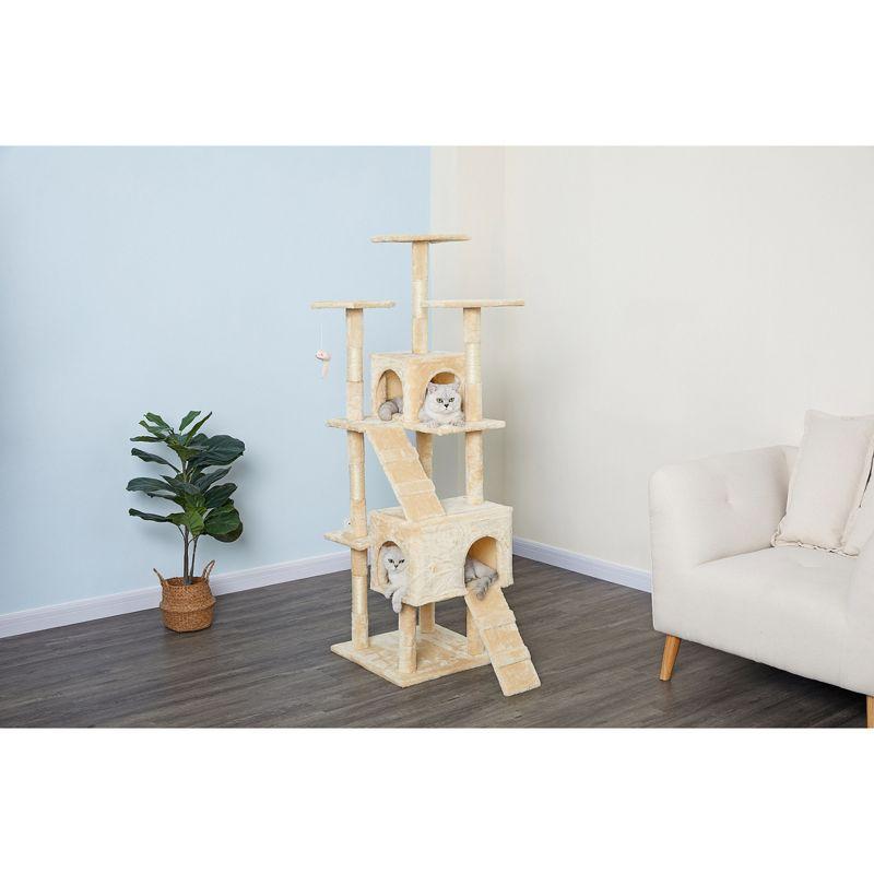 Beige 63" Cat Tree Tower with Sisal Scratching Posts