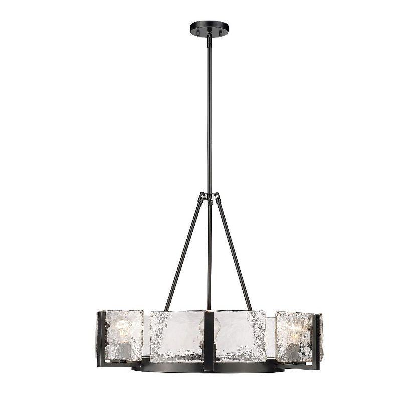 Aenon Matte Black 6-Light Chandelier with Hammered Glass