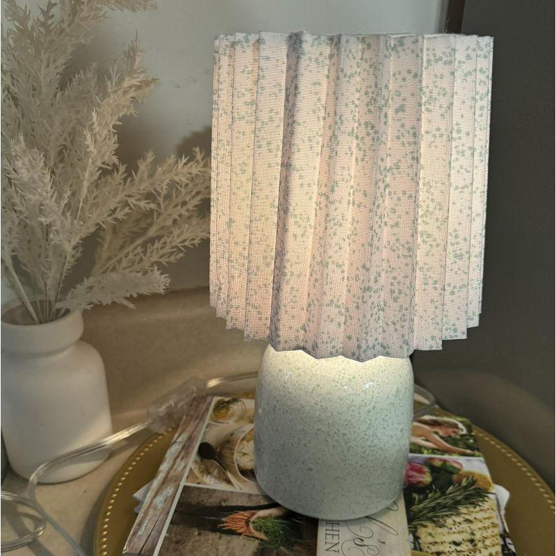Mini Printed Ceramic Base Table Lamp with Printed Pleated Shade Blue - Room Essentials™