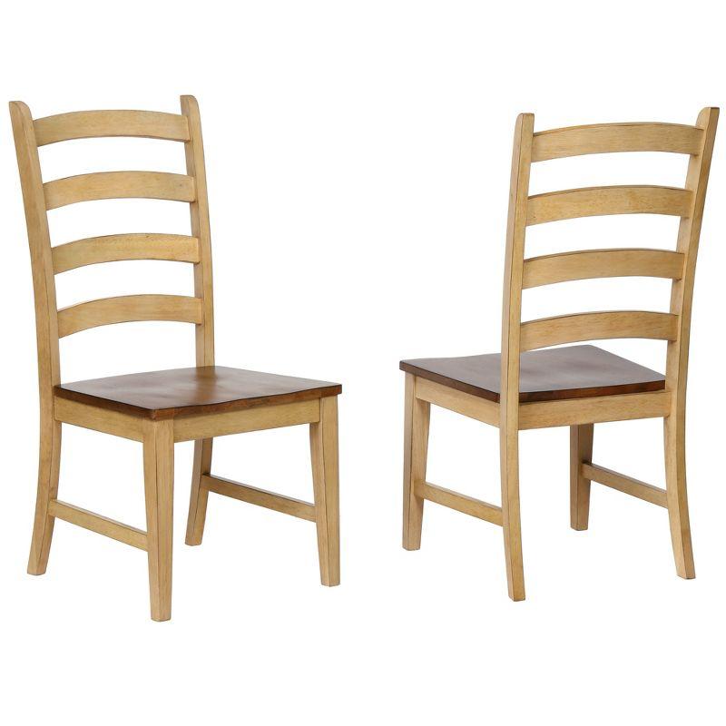 Distressed Two-Tone Creamy Wheat & Warm Pecan Side Chair Set