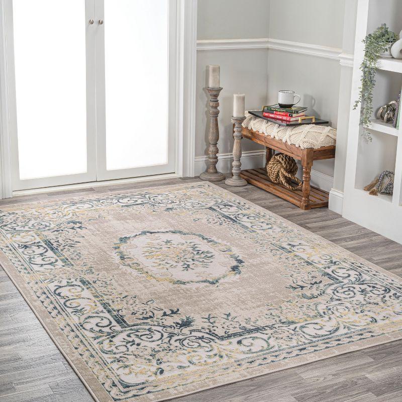 JONATHAN Y Rosalia Cottage Medallion Navy/Ivory 4 ft. x 6 ft. Area Rug