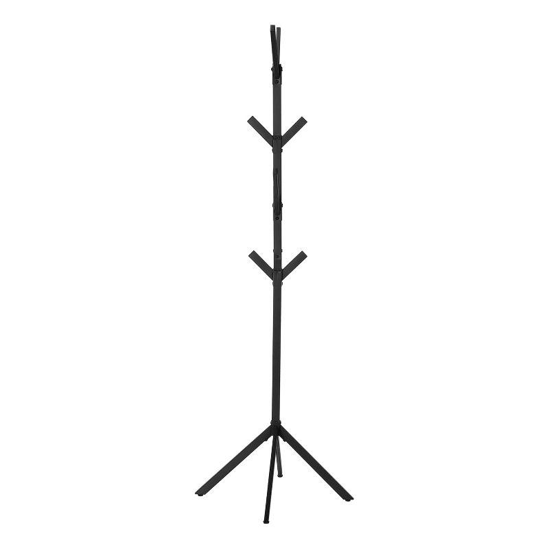 Monarch Specialties Coat Rack Hall Tree Free Standing 8 Hooks Entryway 70InchH Bedroom Metal Black Contemporary Modern