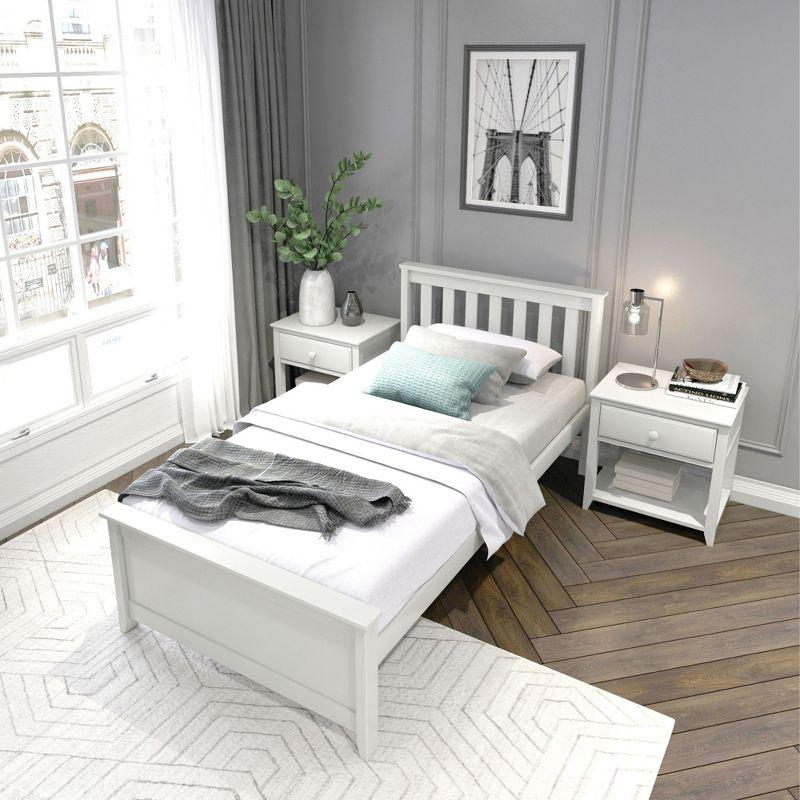 Plank+Beam Classic Solid Wood Twin Platform Bed Frame with Slatted Headboard