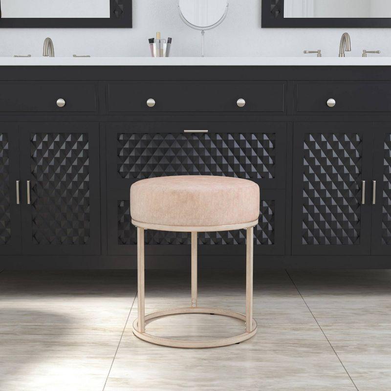 18" Swanson Backless Upholstered Metal Vanity Stool Bone White - Hillsdale Furniture: Round Padded Seat, Modern Design