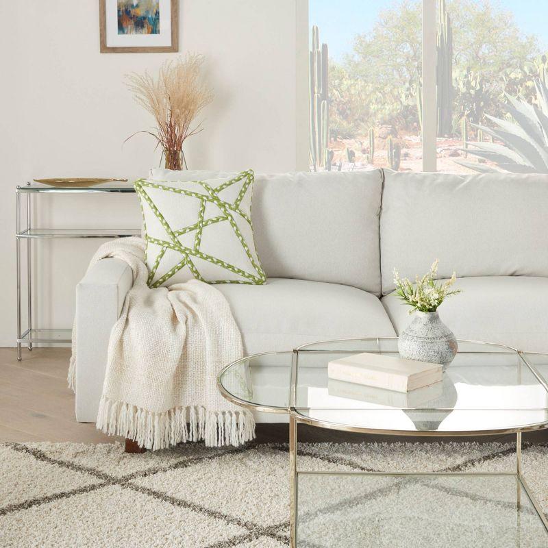 Chic Embroidered Geometric 18" Indoor/Outdoor Square Pillow