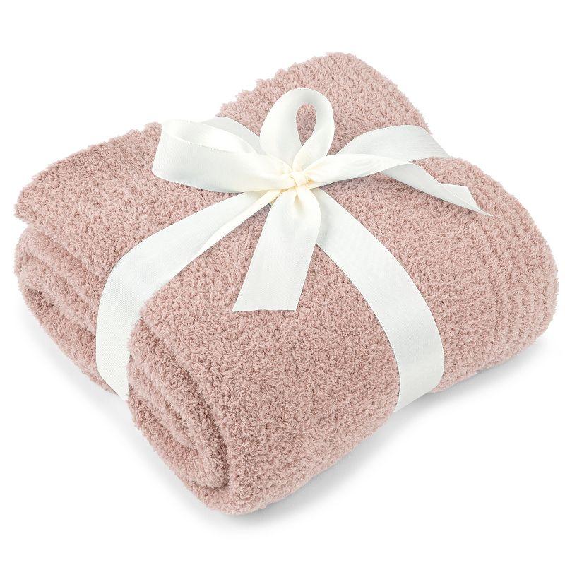 PAVILIA Plush Knit Throw Blanket for Couch Sofa Bed, Super Soft Fluffy Fuzzy Lightweight Warm Cozy All Season