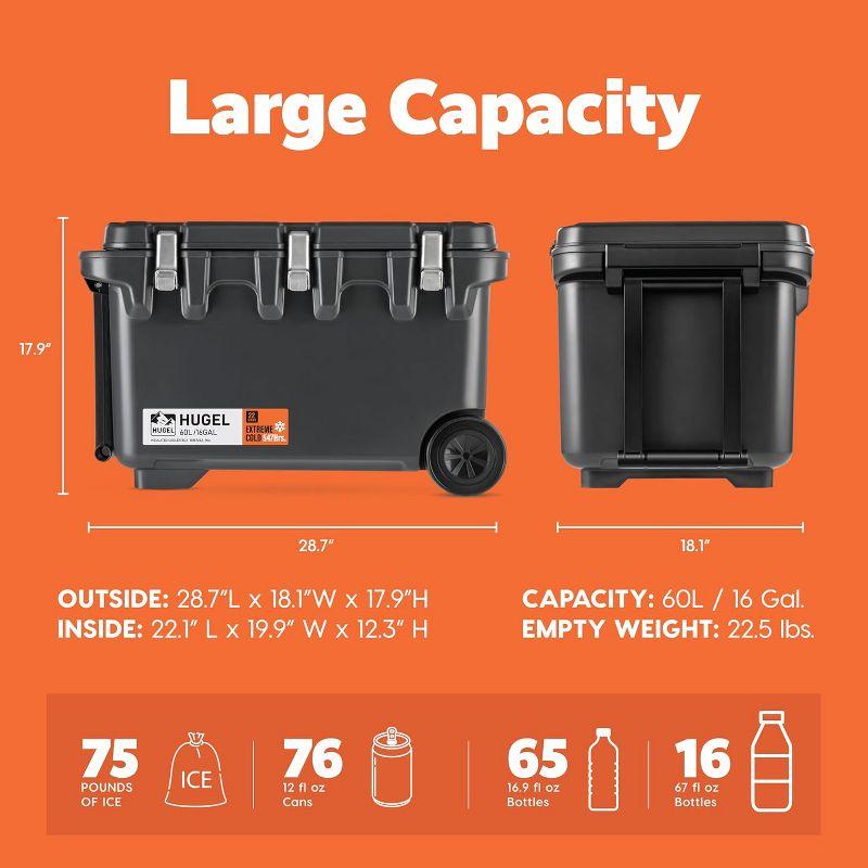 IRIS USA Insulated Extremely Cold Cooler Box, Heavy Duty Cooler with Secure Metal Buckles and Vacuum-Insulated Panels, Durable Ice Chest, Gray