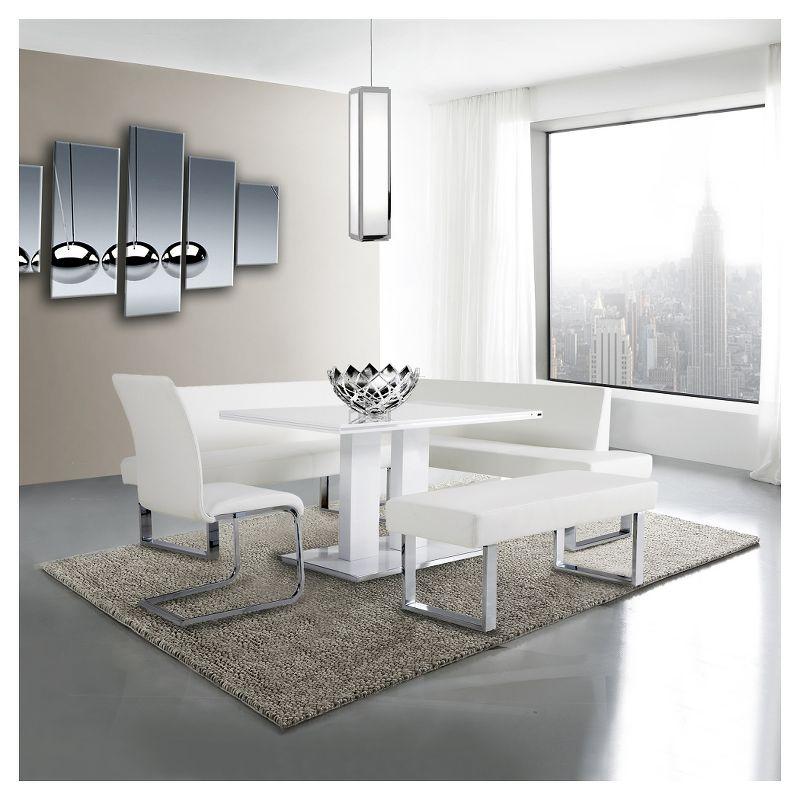 Contemporary White Faux Leather Upholstered Side Chair Set