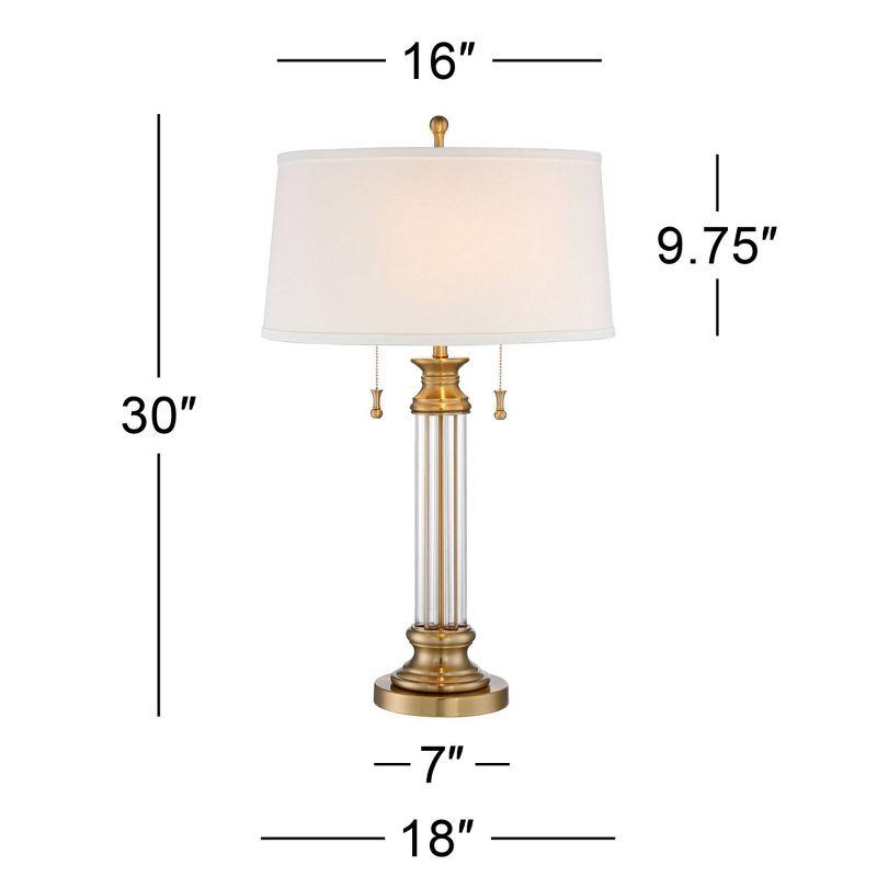 Vienna Full Spectrum Rolland Traditional Table Lamps 30" Tall Set of 2 Antique Brass Crystal Off White Drum Shade for Bedroom Living Room Nightstand