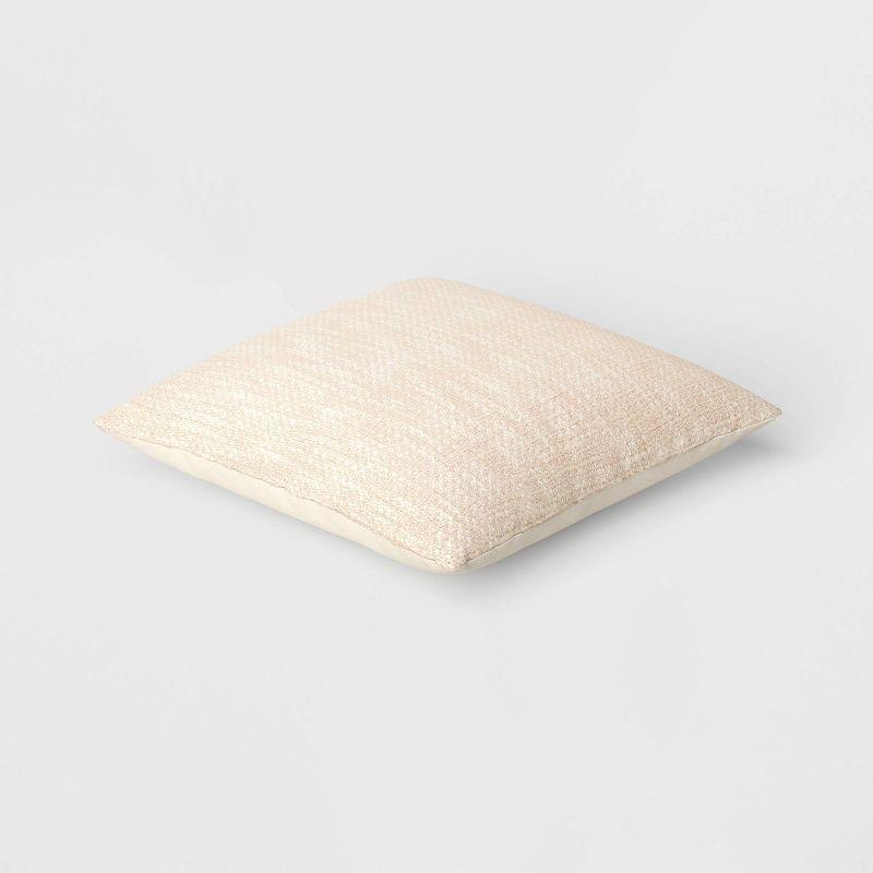 Textured Woven Cotton Square Throw Pillow Khaki - Room Essentials™: Dobby Cotton, Indoor Use, Polyester Fill