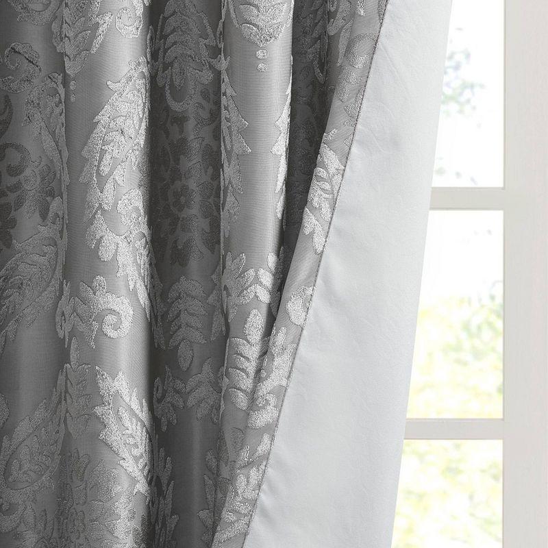 Amelia Knitted Jacquard Paisley Total Blackout Grommet Top Curtain Panel