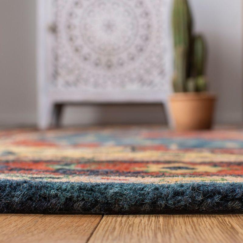 Elegant Heritage Hand-Tufted Wool Square Rug in Blue