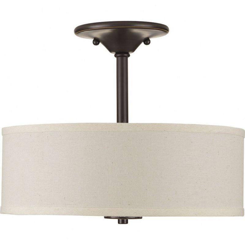 Progress Lighting, Inspire Collection, 2-Light Semi-Flush Mount, Brushed Nickel, Linen Shade