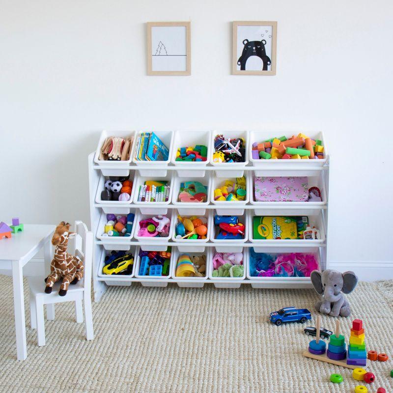 Cambridge Extra Large Kids' Toy Storage Organizer with 20 Storage Bins White - Humble Crew: MDF Bin Shelves, 4 Shelves