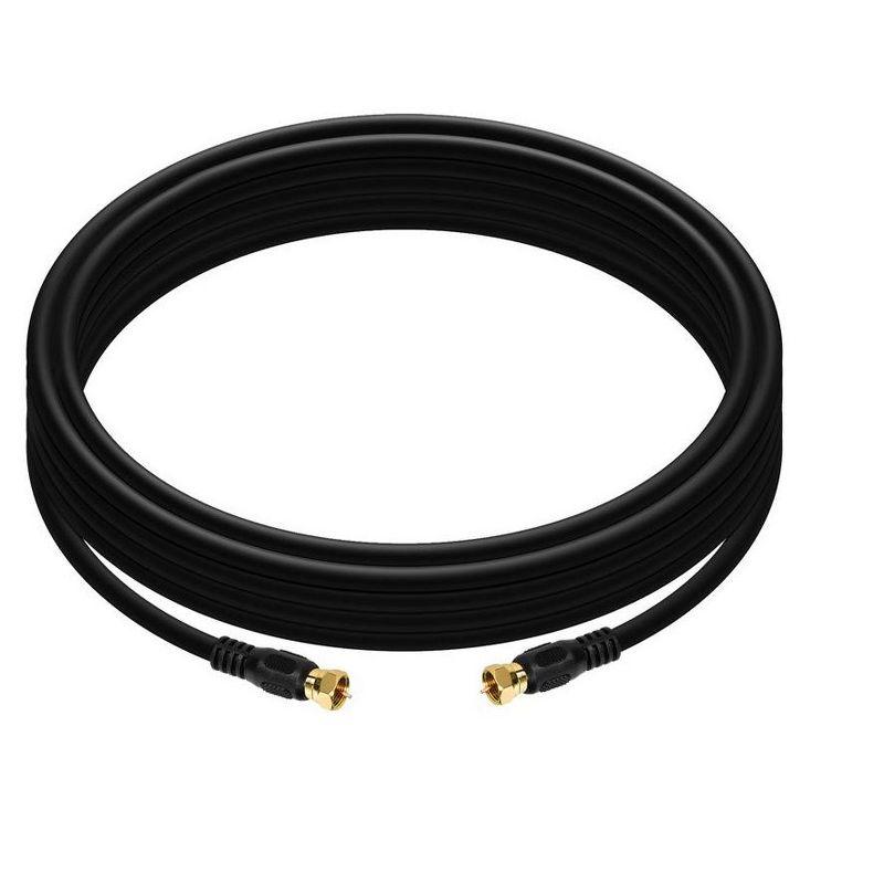 Monoprice Video Cable - 12 Feet - Black | RG6 Quad Shield CL2 Coaxial Cable with F Type Connector