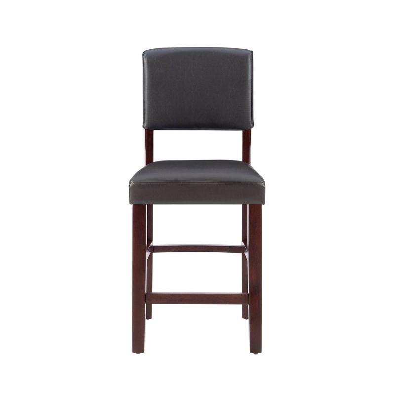 Espresso Finish Monaco 24" Counter Height Barstool with Brown Faux Leather