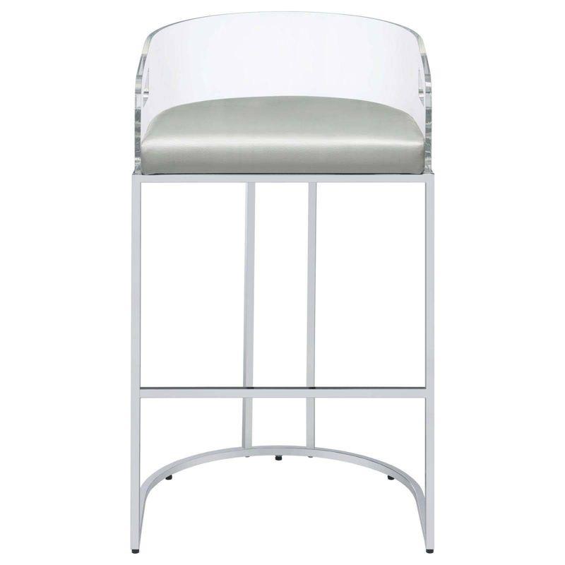 Coaster Set of 2 Thermosolis Modern Acrylic Back Upholstered Bar Stools Gray/Chrome