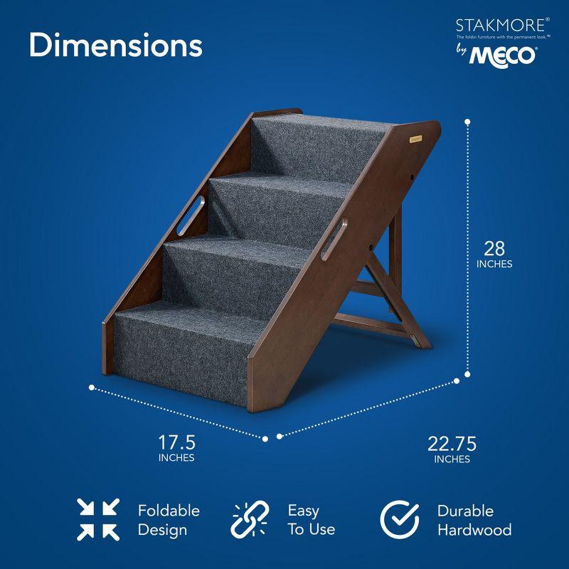 MECO Stakmore Pet Steps with Solid Hardwood Construction and Foldable Design, Stairs for High Beds for Pets in All Life Stages, Espresso