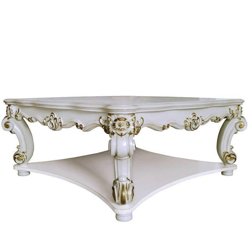 50" Vendome Coffee Table Antique Pearl Finish - Acme Furniture: Elegant Square Design, Scrolled Legs, No Assembly Required