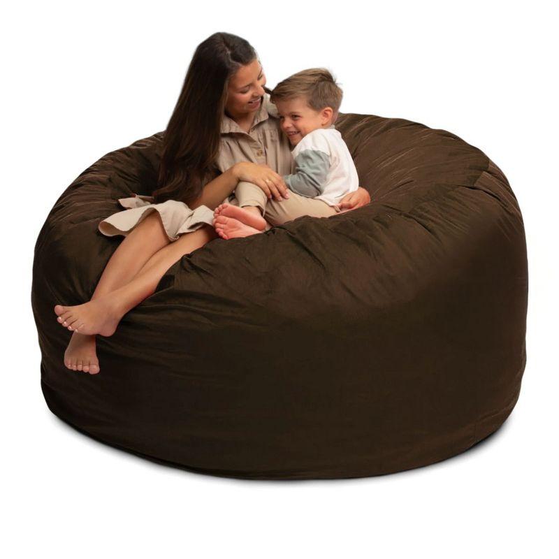 Ultimate Sack 6ft Bean Bag Chair, Oversized Comfortable Indoor Floor Lounger, Giant Foam-Filled Furniture for Relaxing, Brown Suede