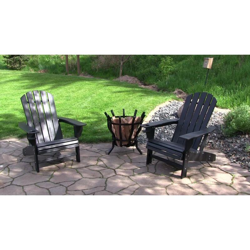 Set of 2 White HDPE Adirondack Chairs with Cup Holder