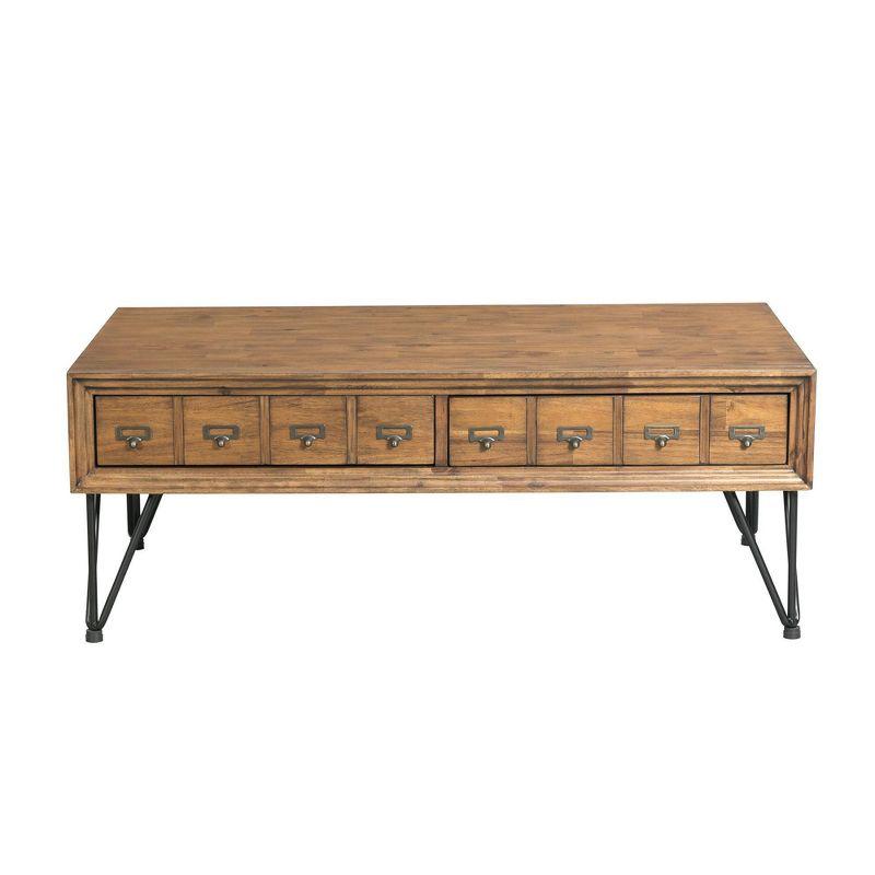 Industrial Tanner Rectangular Coffee Table with Storage in Light Walnut