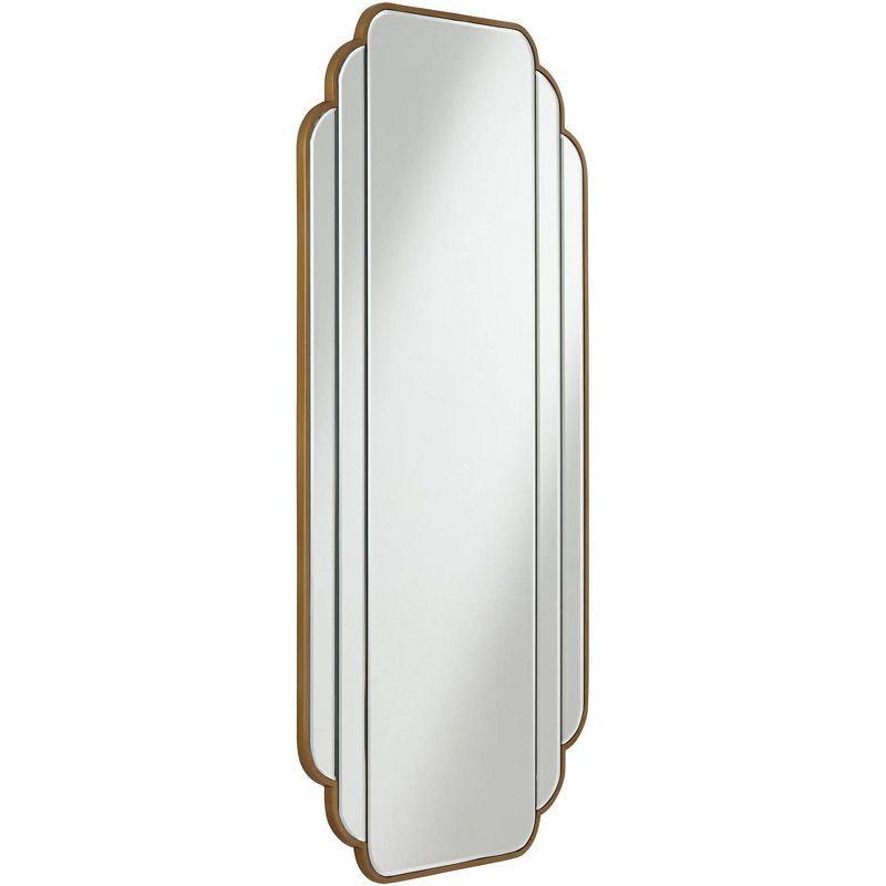 Noble Park Symphony Rectangular Vanity Accent Wall Mirror Modern Beveled Scalloped Edge Matte Brush Gold Frame 23 1/2" Wide for Bathroom Bedroom House