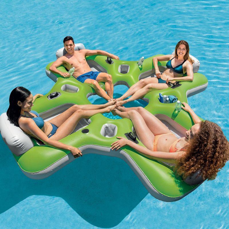 Intex Lounge Island Inflatable 4 Seat PVC Pool Raft Green 110 x 110 x 19 inches