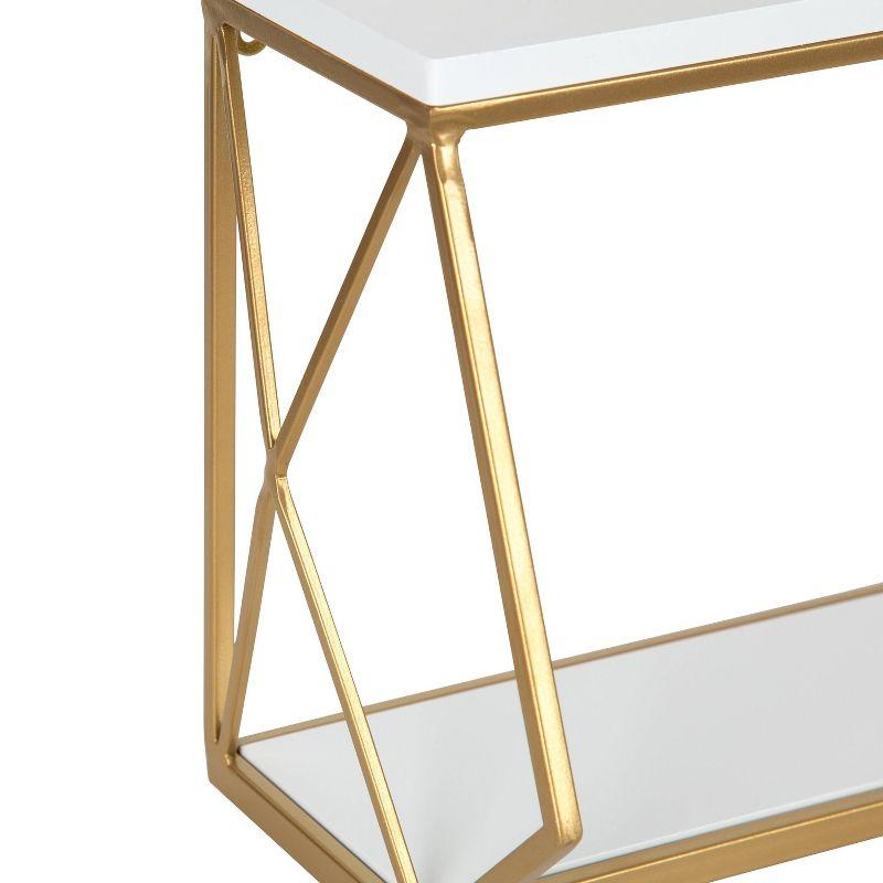 24.5" White and Gold Metal Geometric Wall Shelf