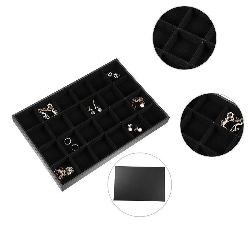 Unique Bargains 24 Grid Jewelry Tray Stackable Tray Showcase for Rings Earrings Necklace Bracelet Pendants 1 Pc Black