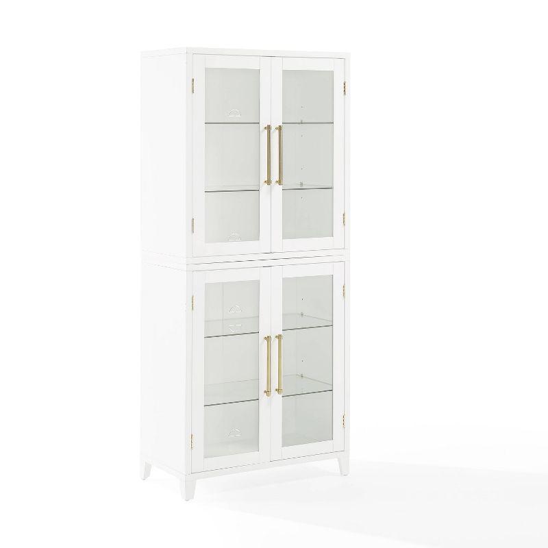 White Recessed Panel Glass Door Kitchen Pantry Cabinet