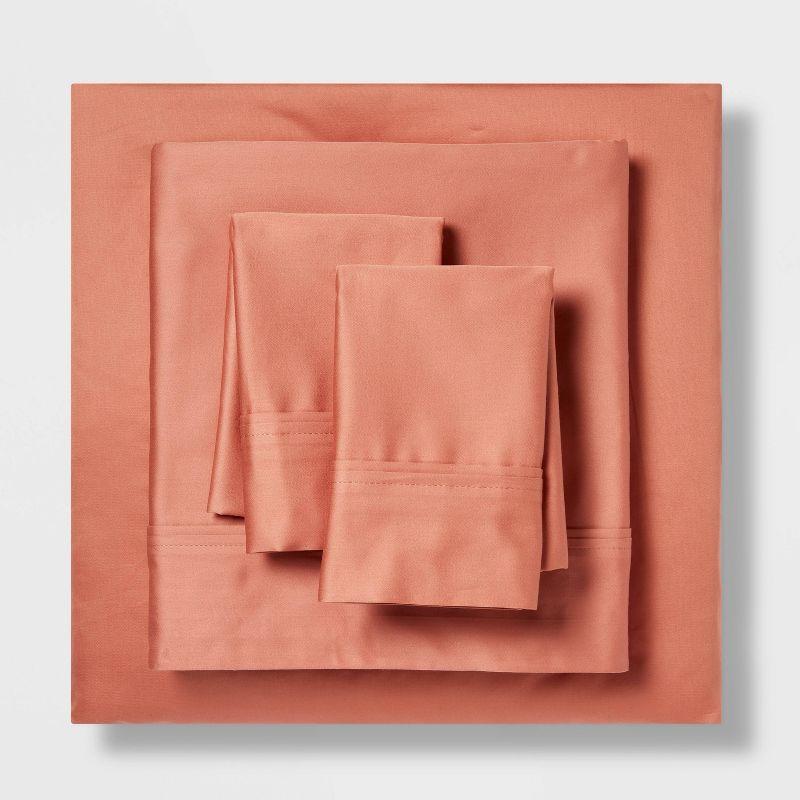 Queen Solid Performance 400 Thread Count Sheet Set Rust - Threshold™: Cotton Woven, Includes 2 Pillowcases & Fitted Sheet