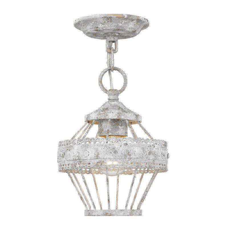 Ferris Vintage Oyster and White 7.5" Indoor/Outdoor Semi-Flush Light