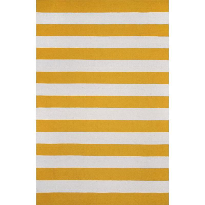 Sleek Yellow Stripe Tufted Cotton Area Rug 9' x 12'