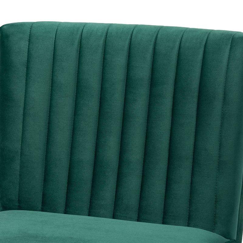 Emerald Green Velvet Upholstered Wood Dining Chair