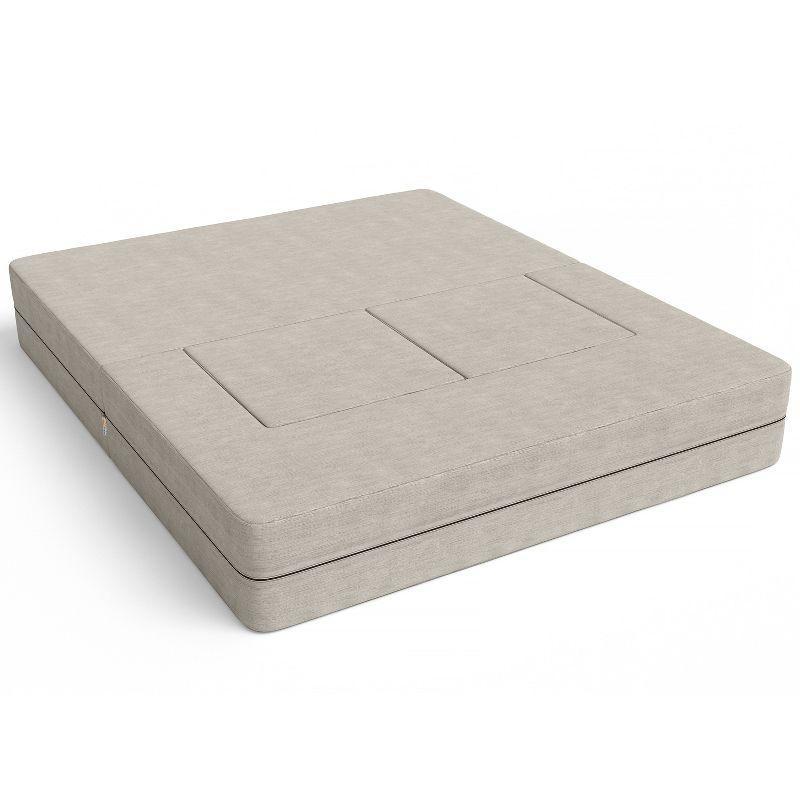 Jaxx Zipline Convertible Sleeper Loveseat & Ottomans, Textured Microvelvet - Dove Grey