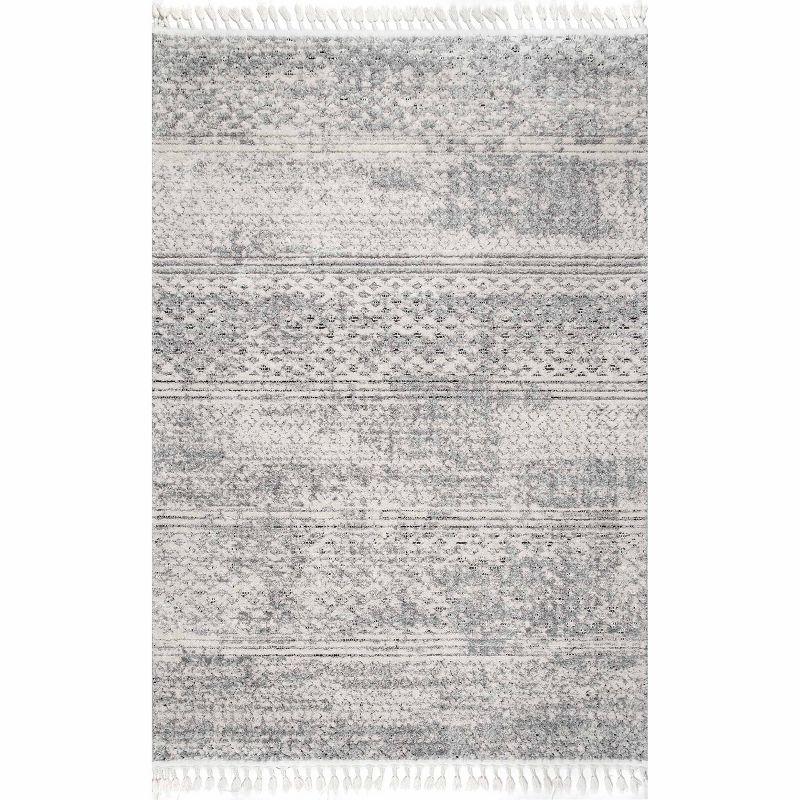 Nuloom Lira Solid 4x6 Indoor Area Rug for Living Room Bedroom Dining Room Kitchen, Grey/Ivory