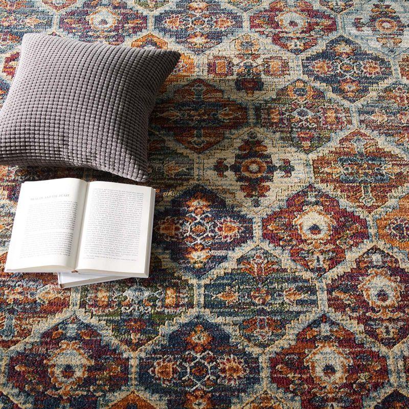Modway Tribute Azalea 8x10 Area Rug - Distressed Vintage Floral Lattice Pattern in Multicolor, Indoor Use with Soft Texture