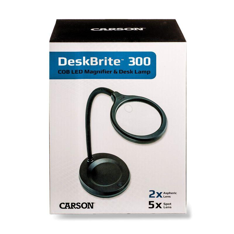 CARSON® DeskBrite™ 300 2x Aspheric COB LED Desk Top Magnifier with 5x Spot Lens in Black