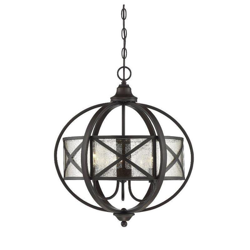 Holland 3-Light English Bronze Pendant with Mercury Glass Drum Shade