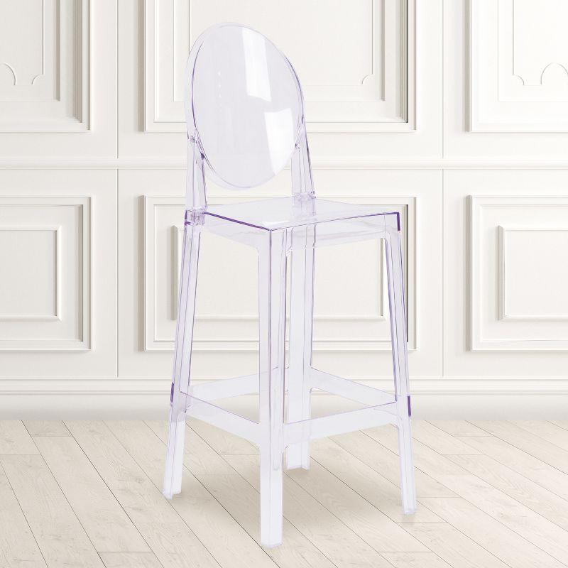 Flash Furniture Ghost Barstool with Oval Back in Transparent Crystal