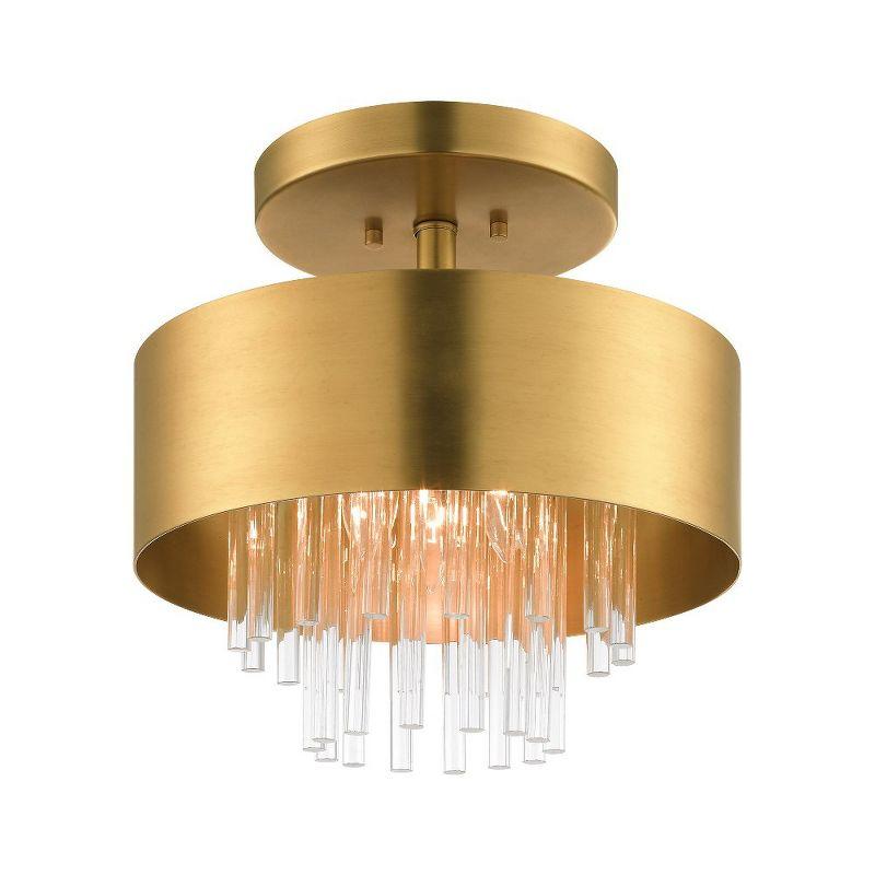 Livex Lighting Orenburg 3 - Light Semi-Flush Mount in  Natural Brass