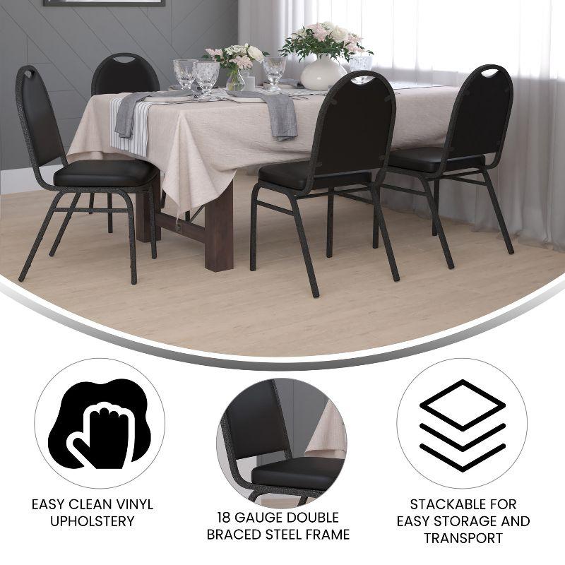 Silver Vein Vinyl Dome Back Stacking Banquet Chairs, Set of 4