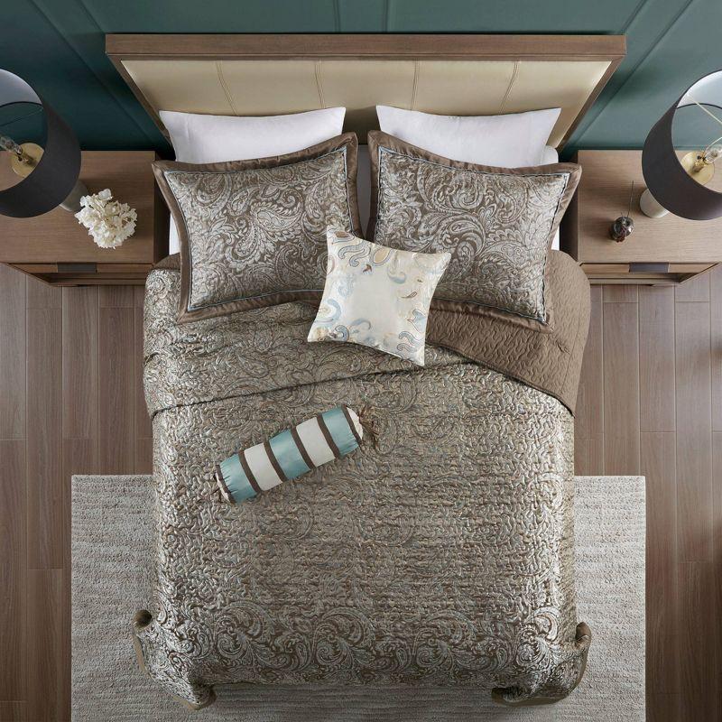 Madison Park Aubrey 5 Piece Jacquard Bedspread Set with Throw Pillows