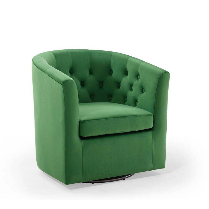 Modway Prospect Tufted Performance Velvet Swivel Armchair Emerald : Luxurious Upholstered Accent Chair with Wood Frame