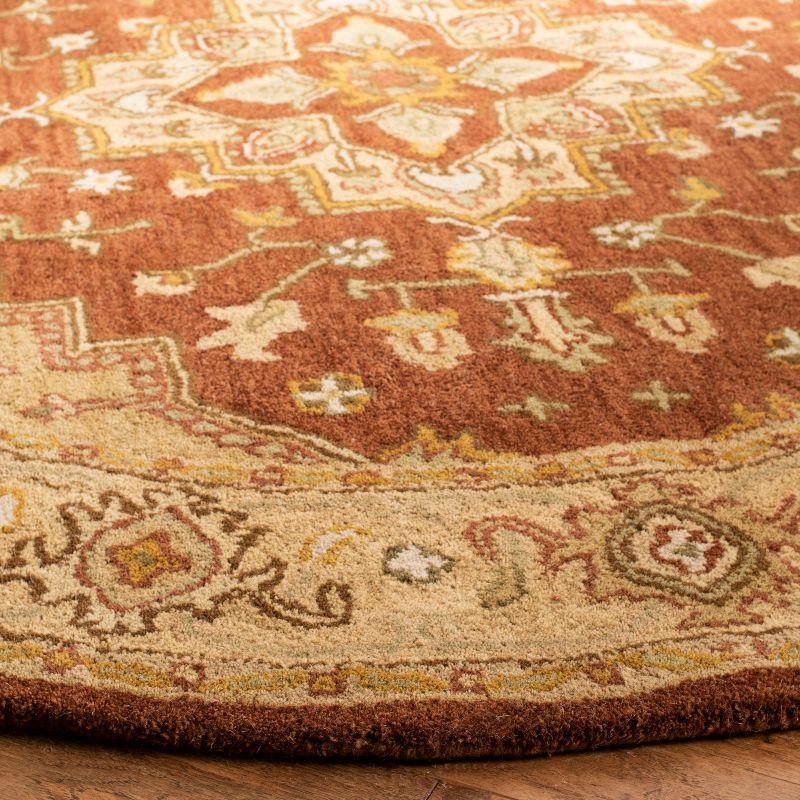 Hand-Tufted Elegance Round Wool Area Rug in Rust Red, 6' Diameter