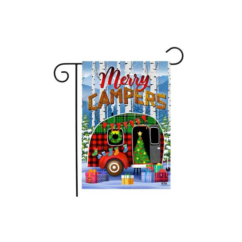 Merry Campers Christmas Garden Flag Primitive 18" x 12.5" Briarwood Lane
