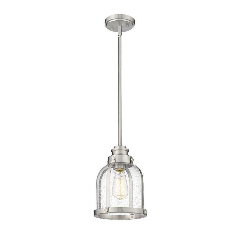 Burren Brushed Nickel Mini Pendant with Seedy Glass Shade