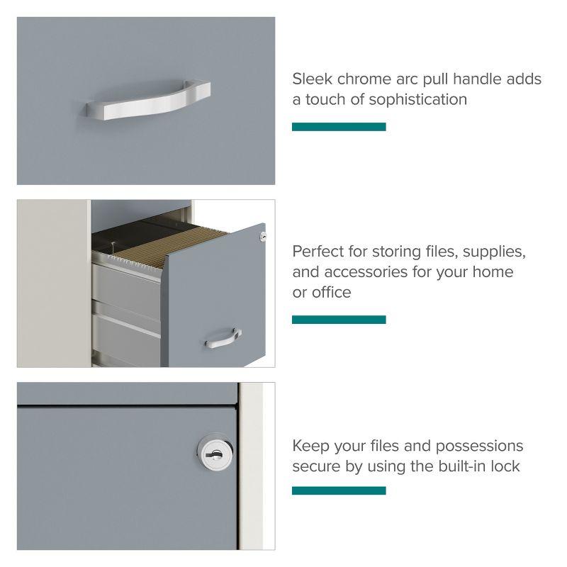 Space Solutions 18" Deep Letter Width Vertical File Cabinet - Pearl White and Platinum: 2 Drawer Steel Filing Cabinet