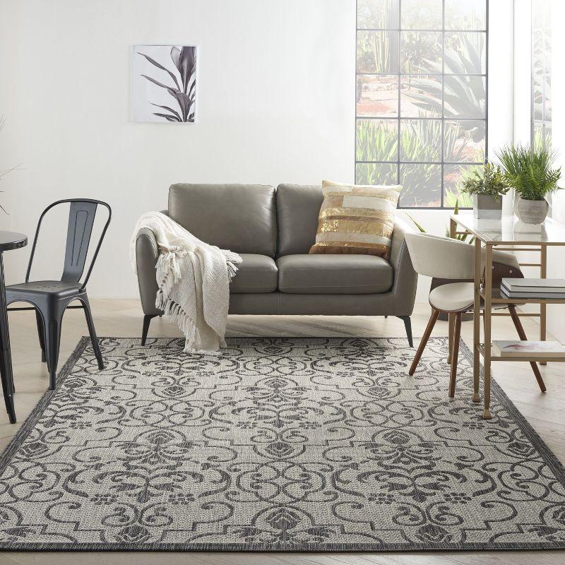 Nourison Garden Party GRD04 Indoor/outdoor Area Rug - Ivory/Charcoal 7' x 10'